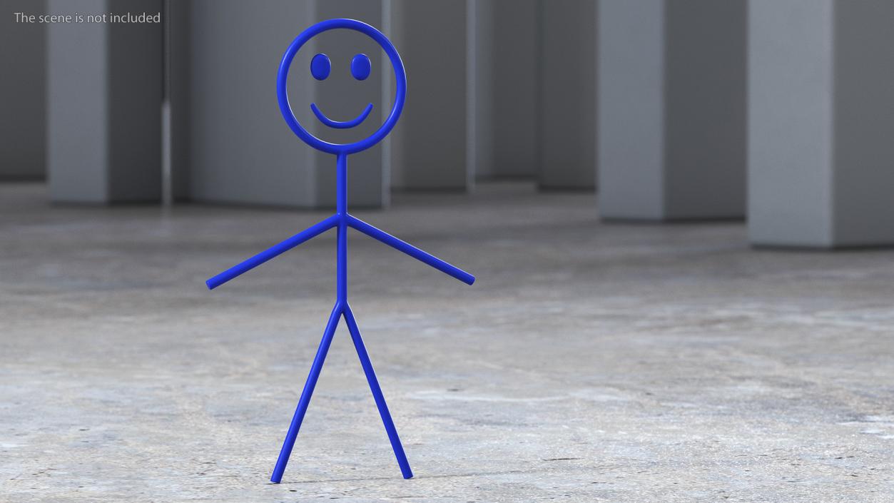 3D Stick Figure Blue Rigged for Cinema 4D model