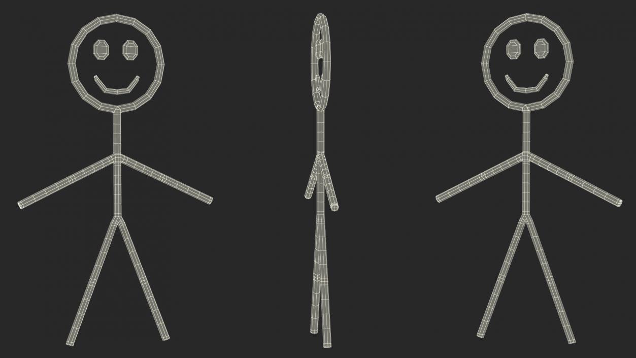 3D Stick Figure Blue Rigged for Cinema 4D model