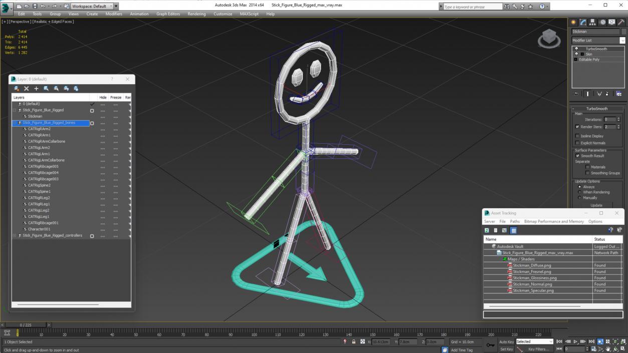 Stick Figure Blue Rigged 3D model