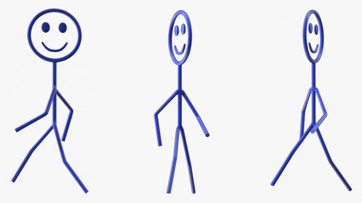 Stick Figure Blue Rigged 3D model