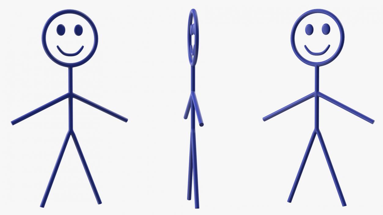 3D Stick Figure Blue Rigged for Cinema 4D model