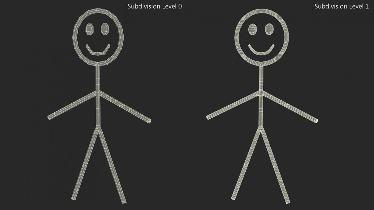 Stick Figure Blue Rigged 3D model