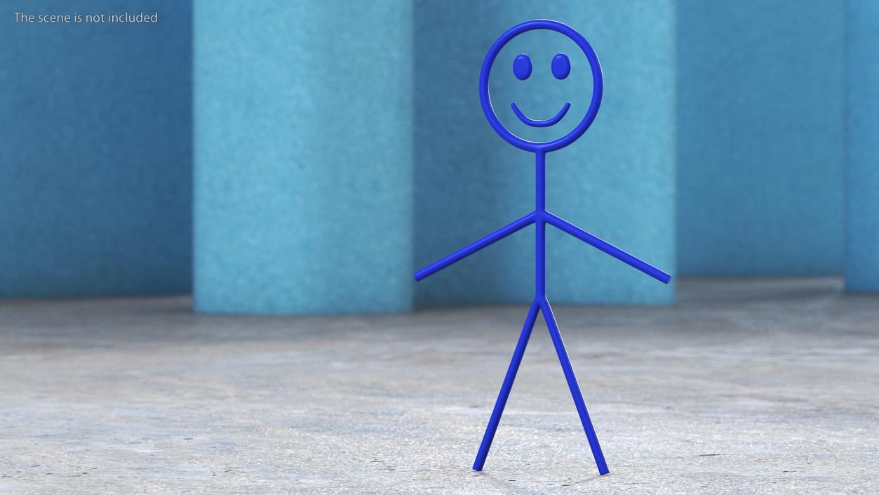 Stick Figure Blue Rigged 3D model