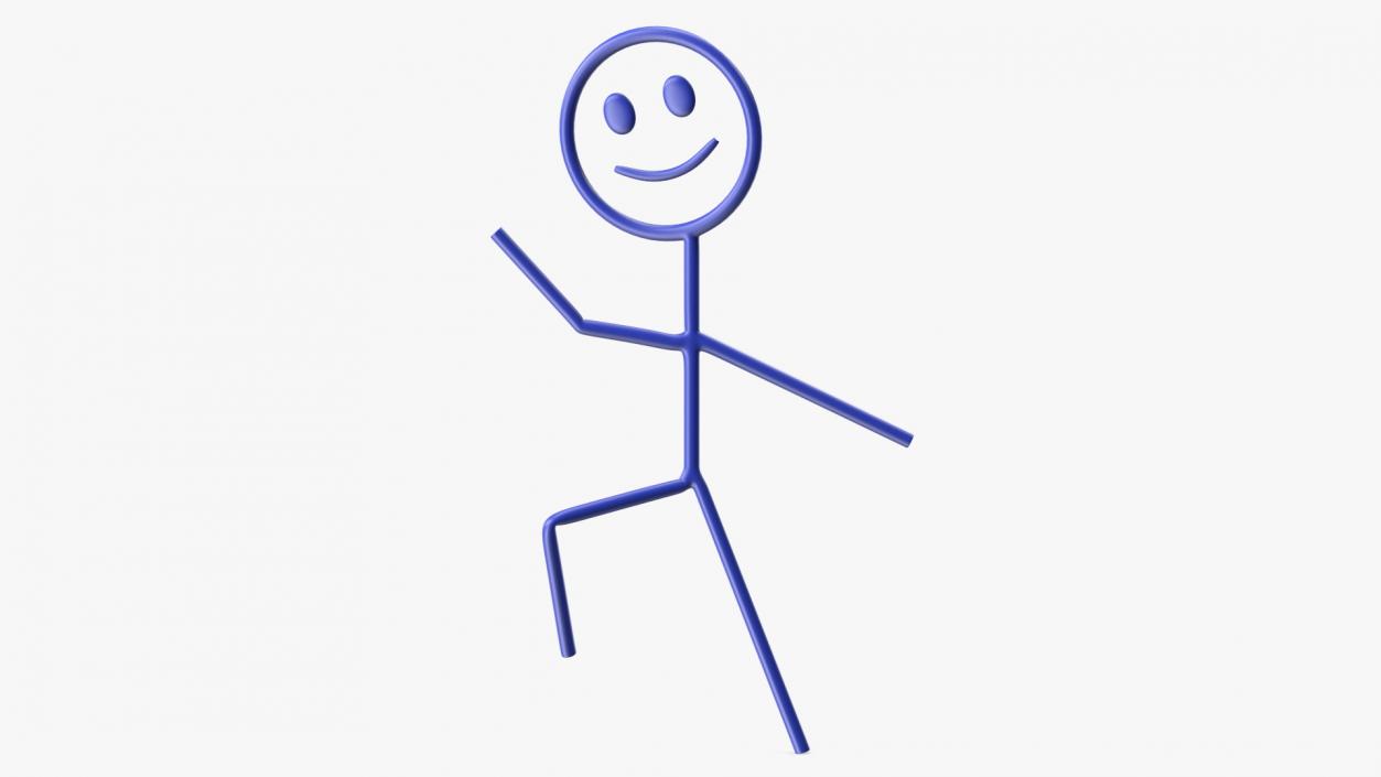 Stick Figure Blue Rigged 3D model