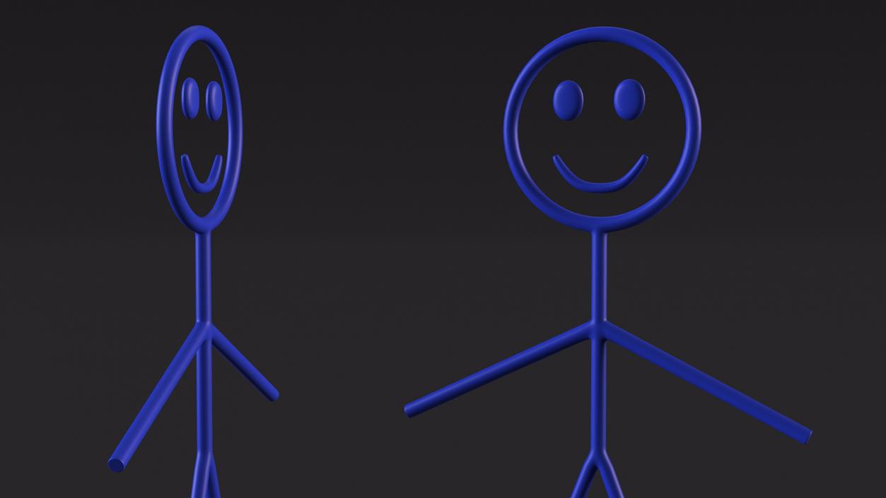 3D Stick Figure Blue Rigged for Cinema 4D model