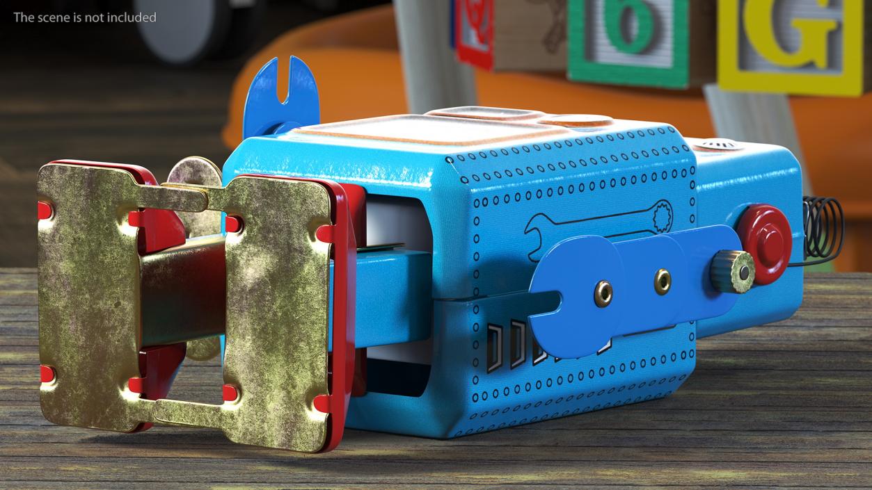 3D model Metal Walking Tin Toy Retro Robot Rigged