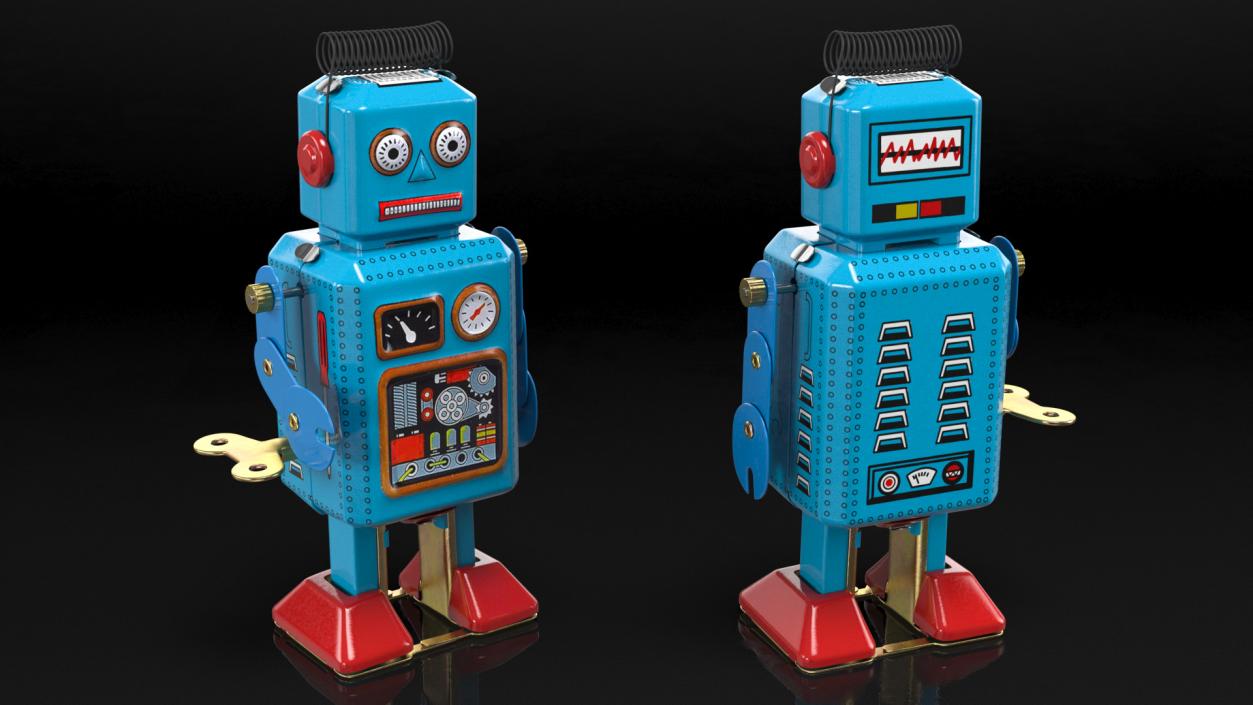 3D model Metal Walking Tin Toy Retro Robot Rigged