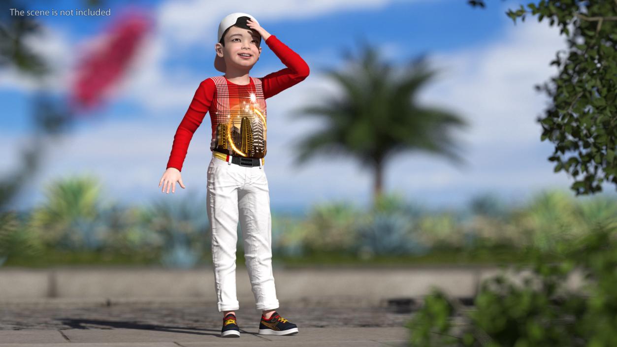 Asian Child Boy Street Style Rigged for Cinema 4D 3D model