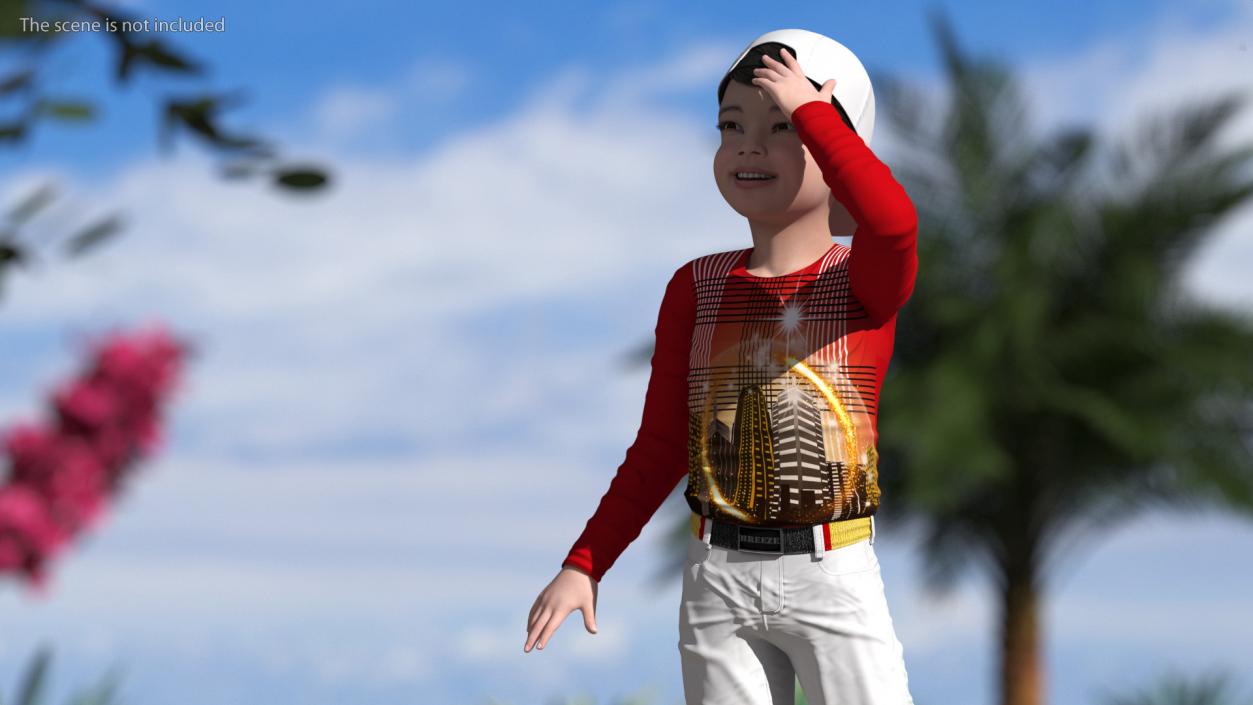 Asian Child Boy Street Style Rigged for Cinema 4D 3D model