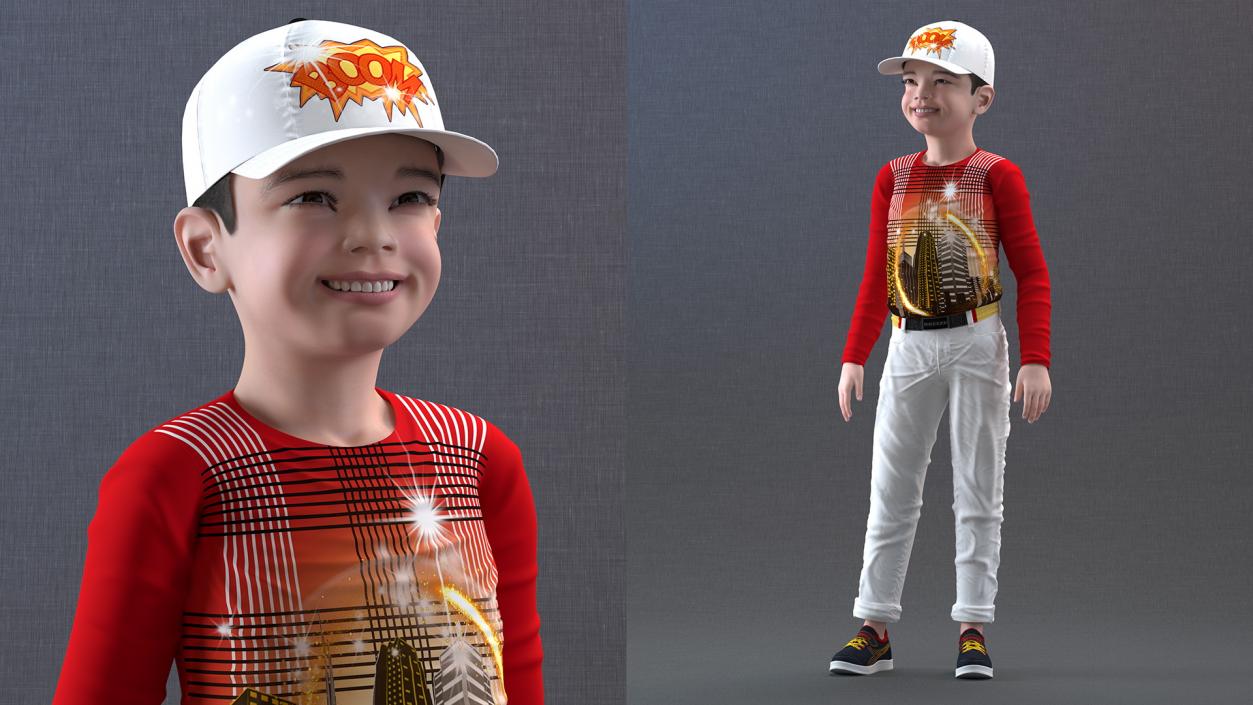 Asian Child Boy Street Style Rigged for Cinema 4D 3D model