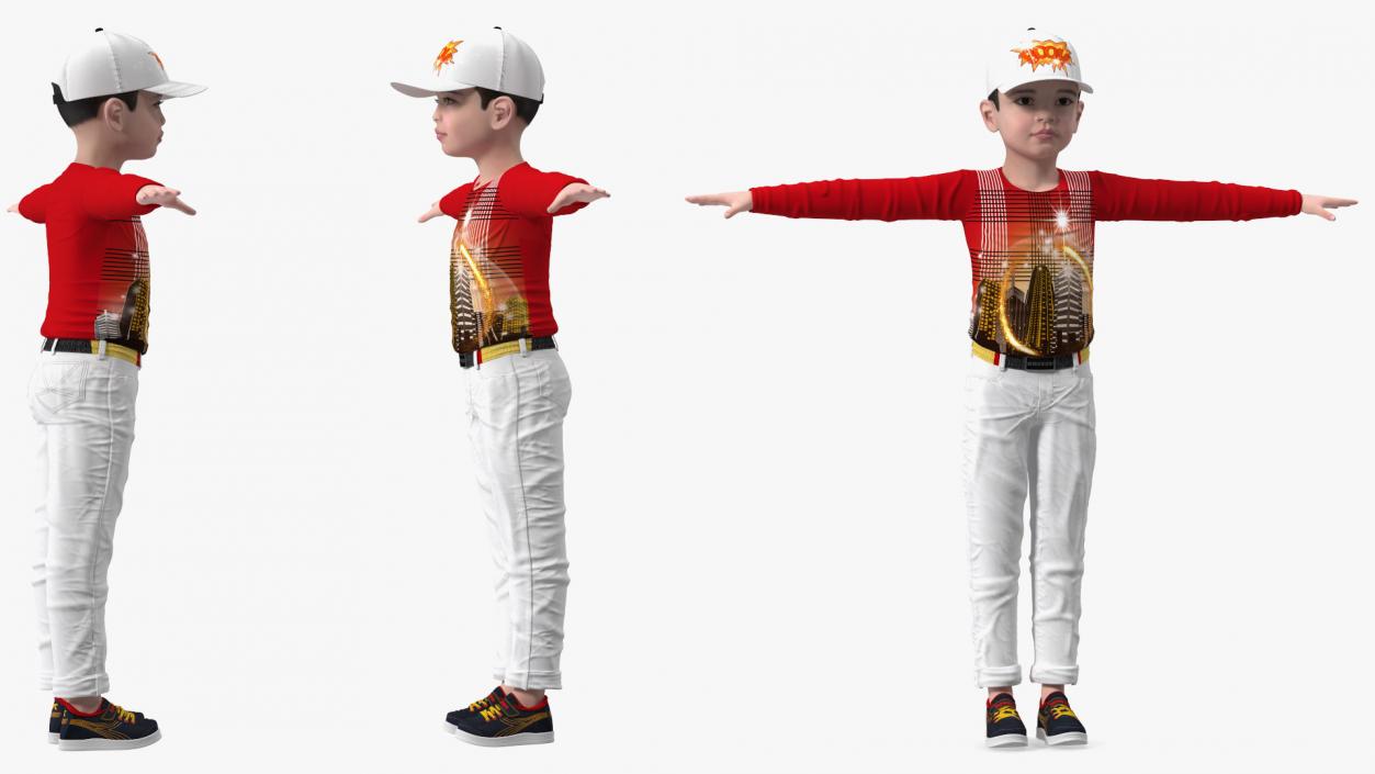 Asian Child Boy Street Style Rigged for Cinema 4D 3D model