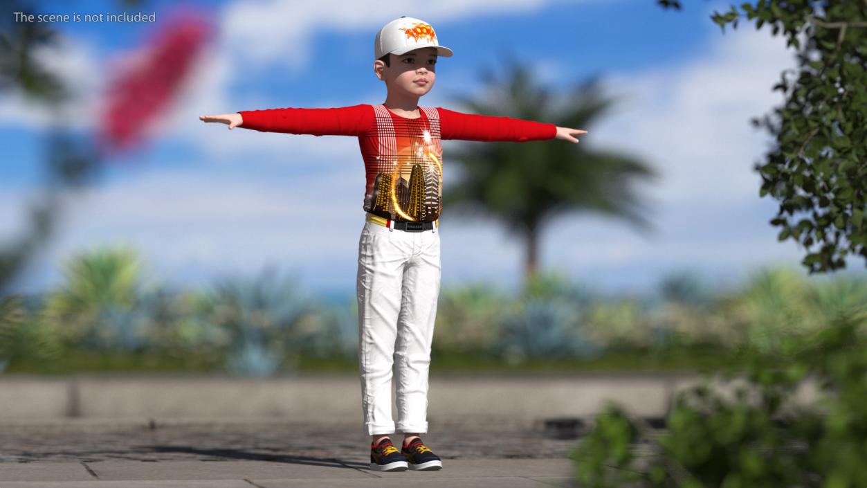 Asian Child Boy Street Style Rigged for Cinema 4D 3D model