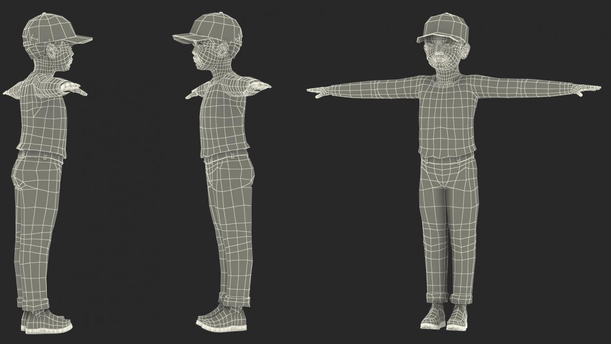 Asian Child Boy Street Style Rigged for Cinema 4D 3D model