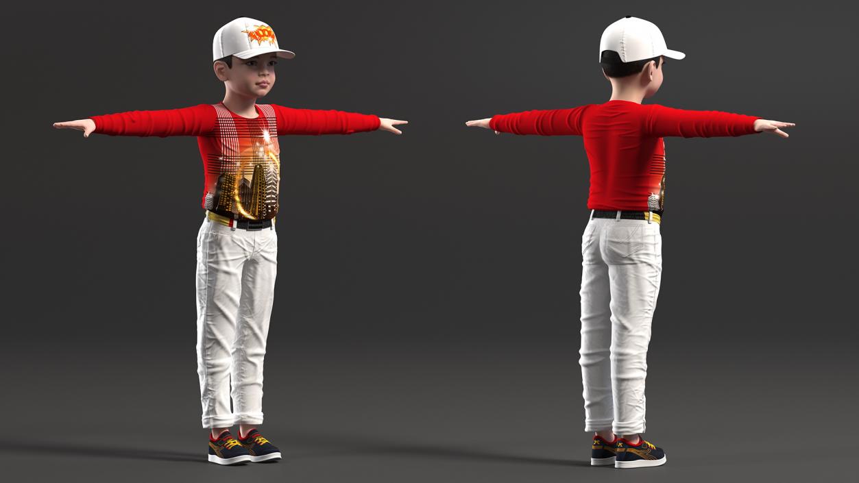 Asian Child Boy Street Style Rigged for Cinema 4D 3D model