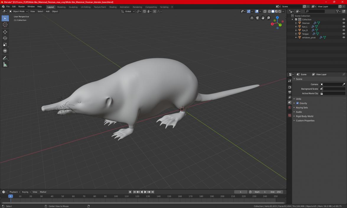 3D Mole-like Mammal Desman model