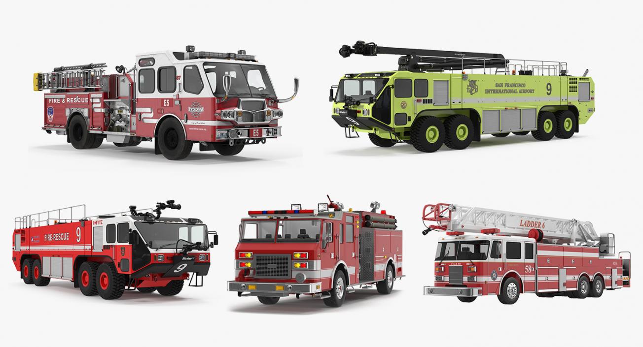 Fire Trucks 3D Models Collection 4 3D model