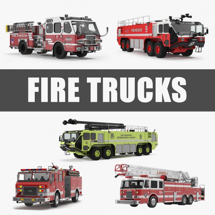 Fire Trucks 3D Models Collection 4 3D model