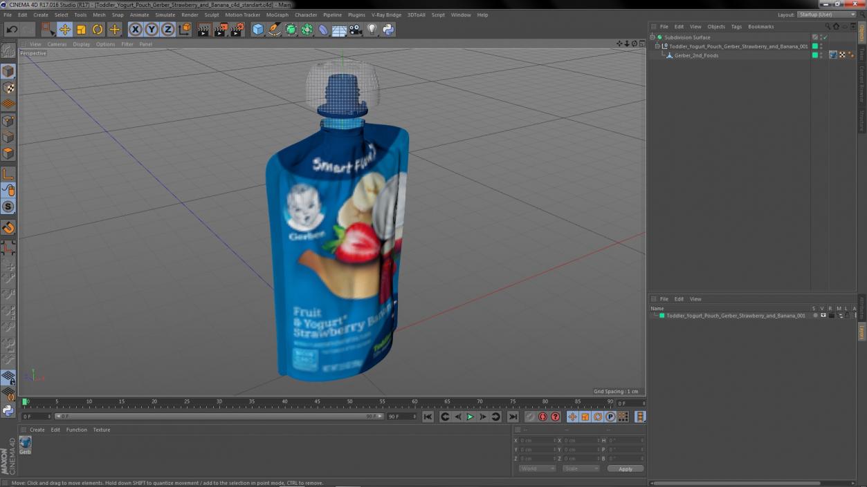 Toddler Yogurt Pouch Gerber Strawberry and Banana 3D model