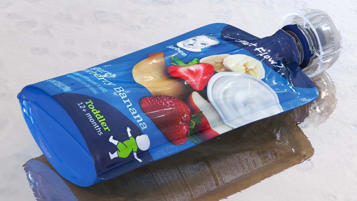 Toddler Yogurt Pouch Gerber Strawberry and Banana 3D model