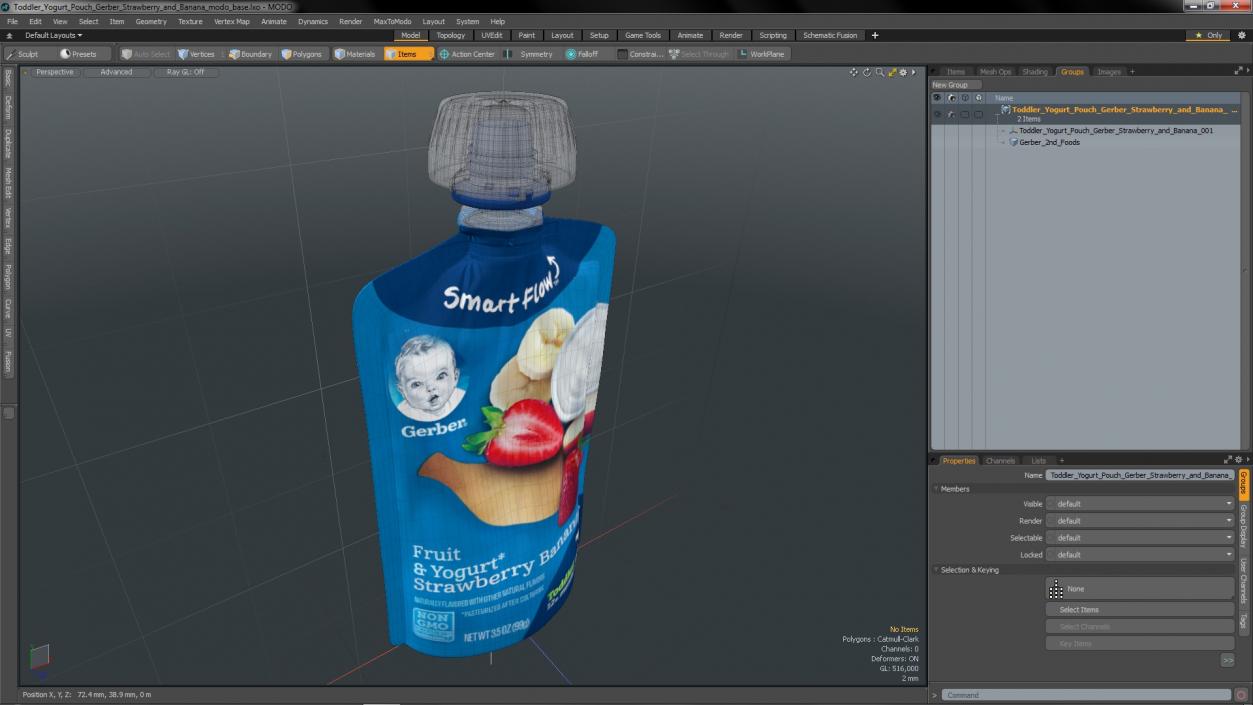 Toddler Yogurt Pouch Gerber Strawberry and Banana 3D model