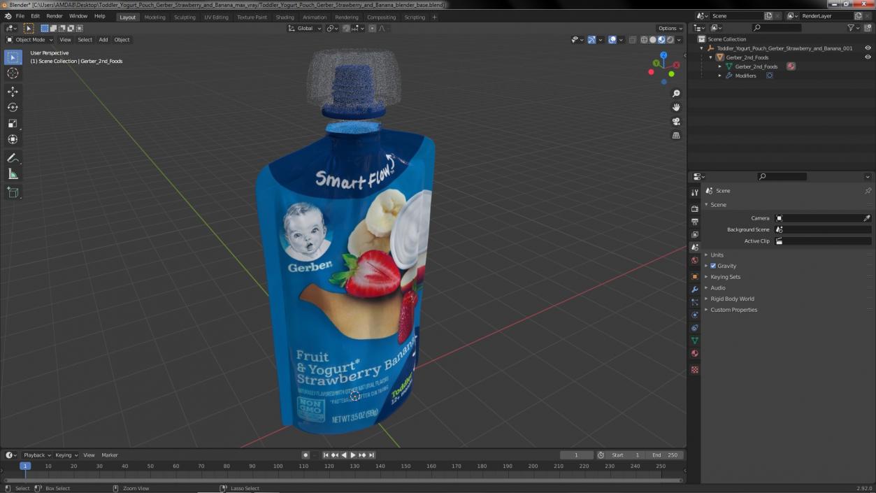 Toddler Yogurt Pouch Gerber Strawberry and Banana 3D model