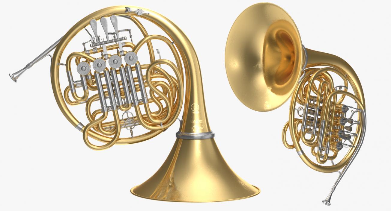 3D Double French Horn model