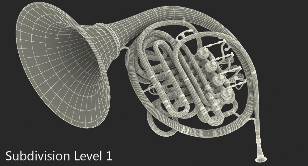 3D Double French Horn model