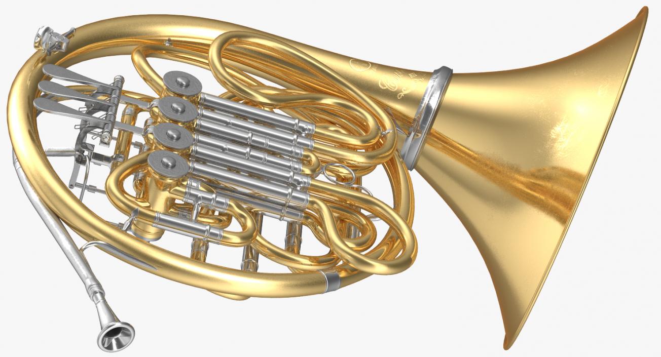 3D Double French Horn model