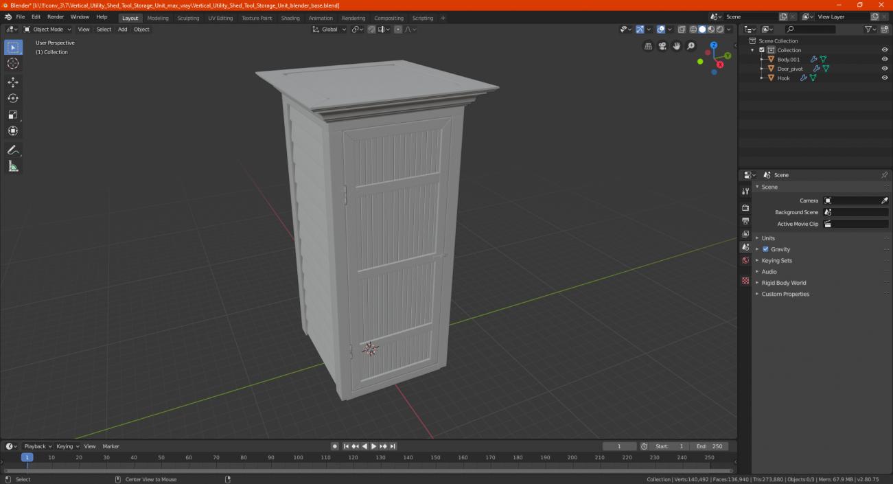 Vertical Utility Shed Tool Storage Unit 3D model