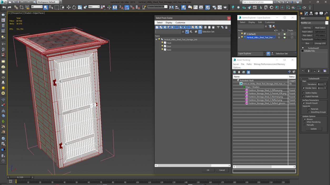 Vertical Utility Shed Tool Storage Unit 3D model