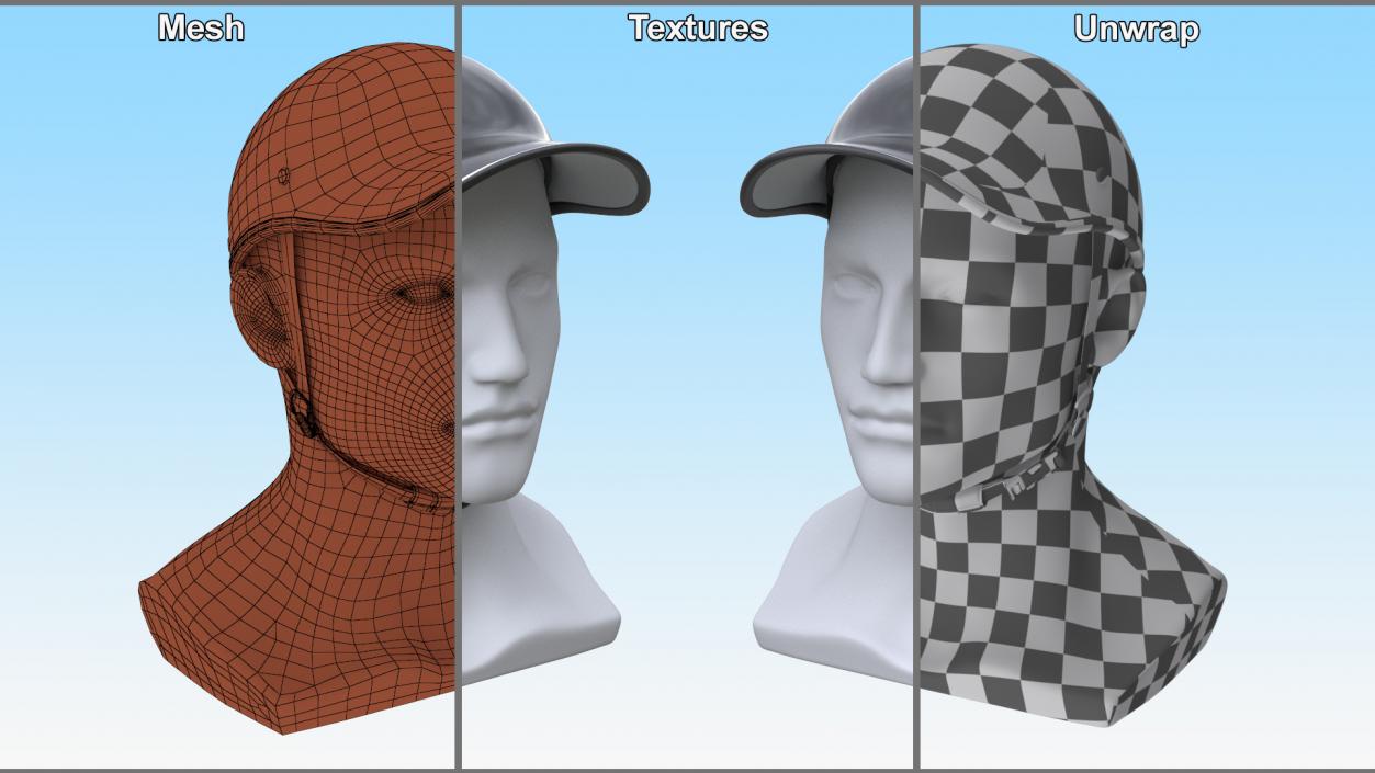 Plastic Baseball Cap Safety Helmet on Mannequin 3D