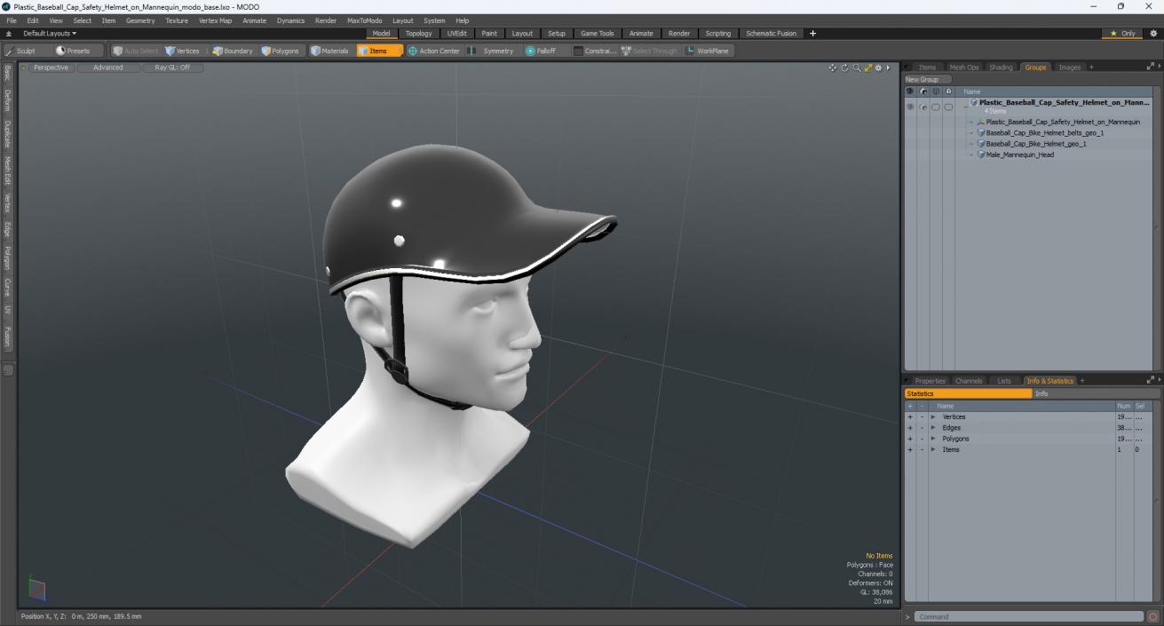 Plastic Baseball Cap Safety Helmet on Mannequin 3D