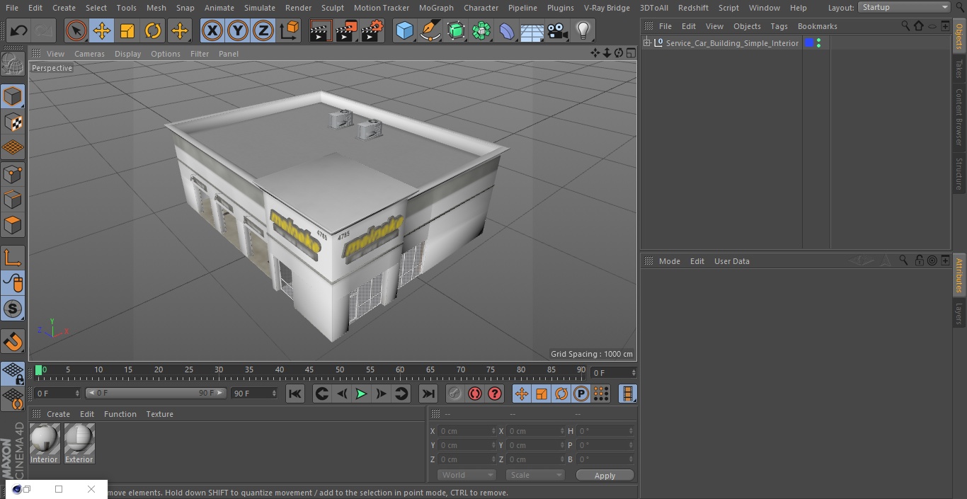 3D Service Car Building Simple Interior