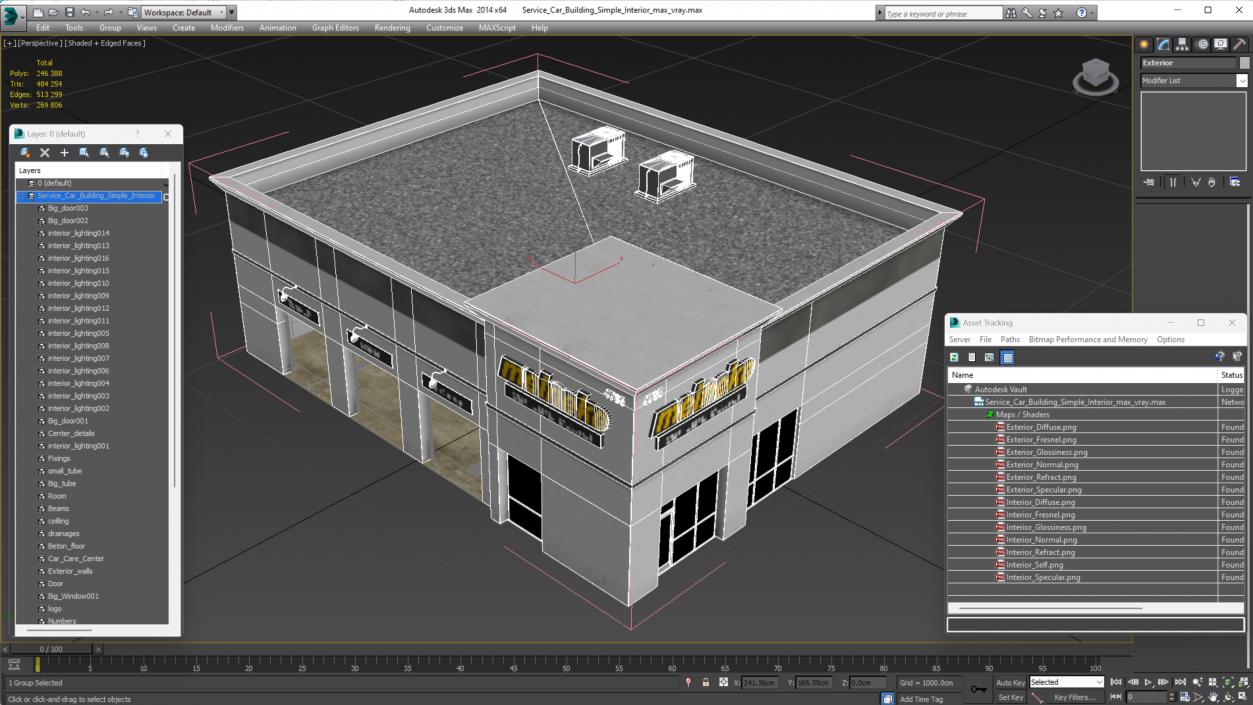 3D Service Car Building Simple Interior