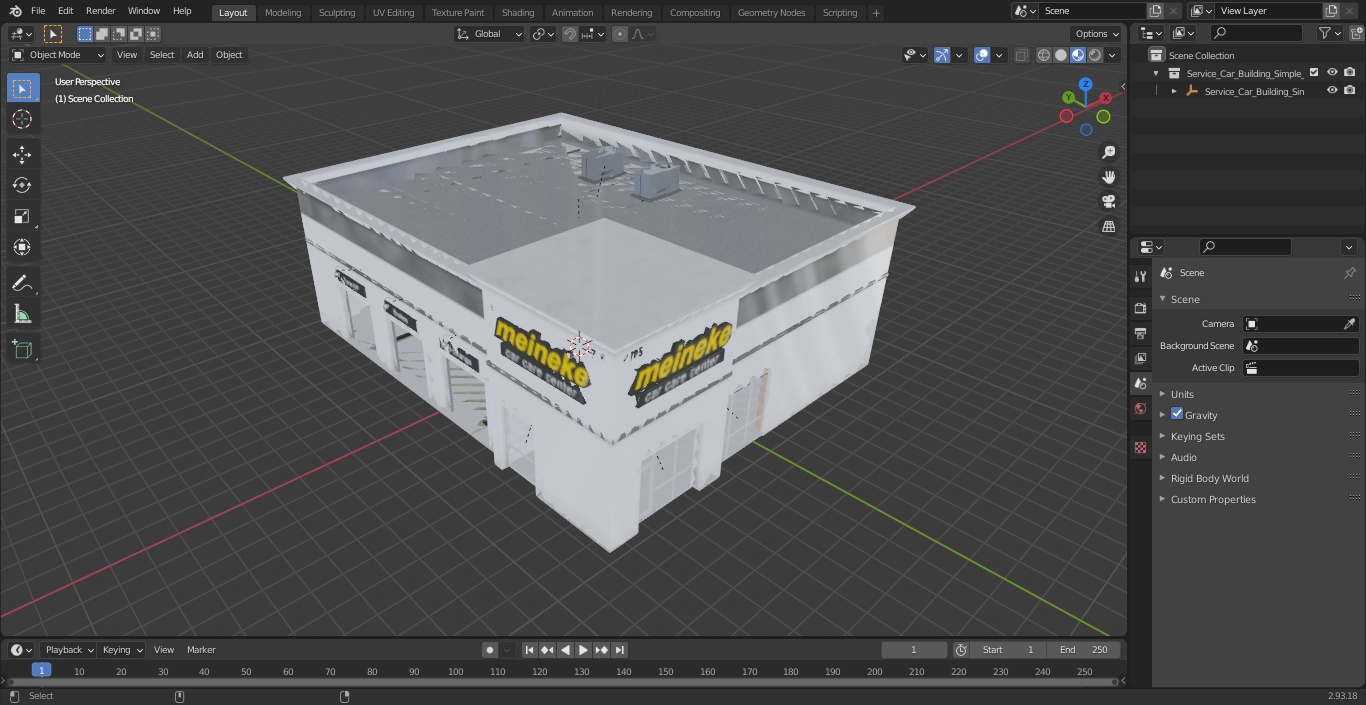 3D Service Car Building Simple Interior