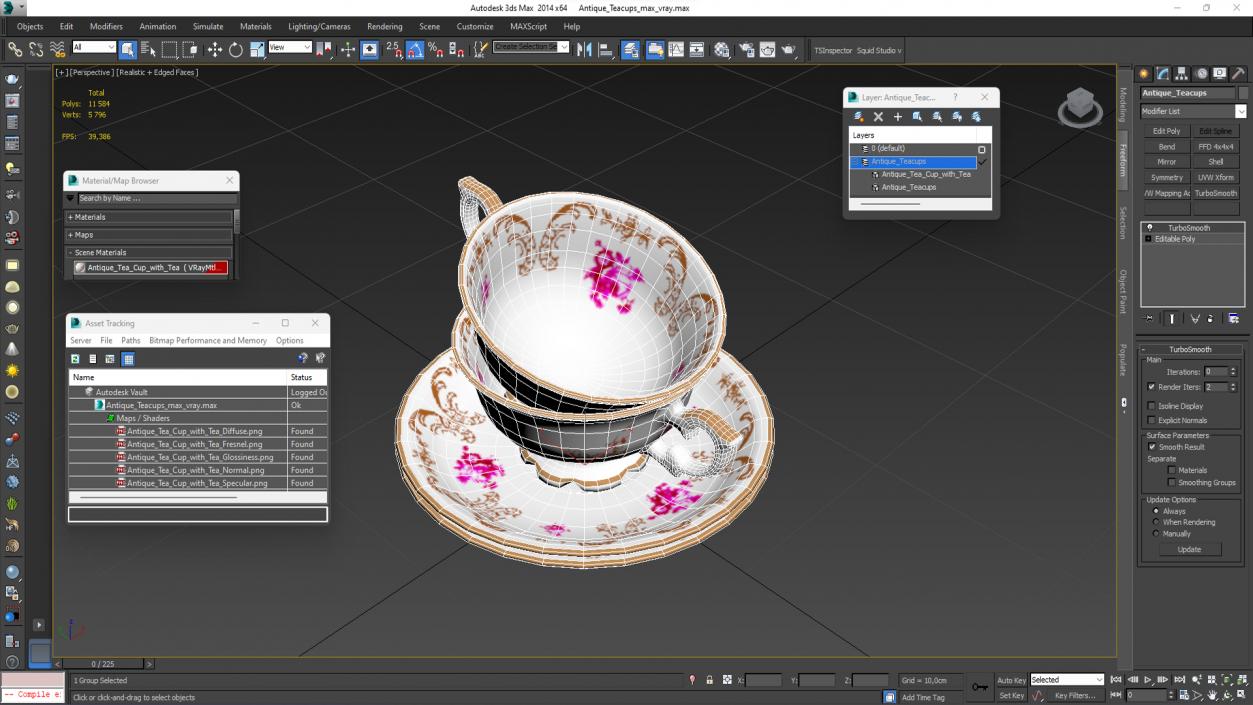 3D model Antique Teacups