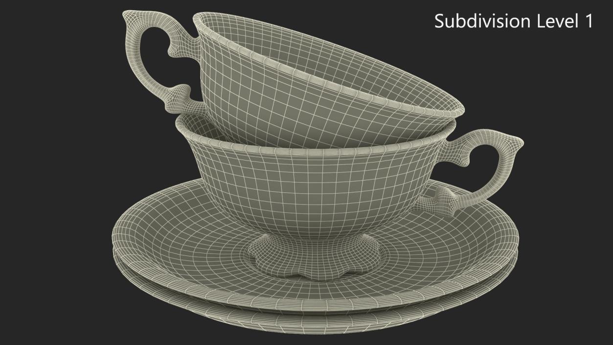 3D model Antique Teacups