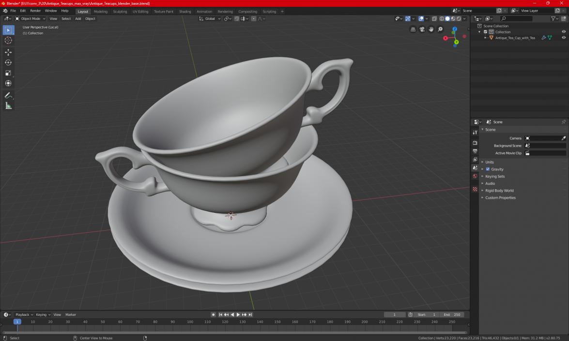 3D model Antique Teacups