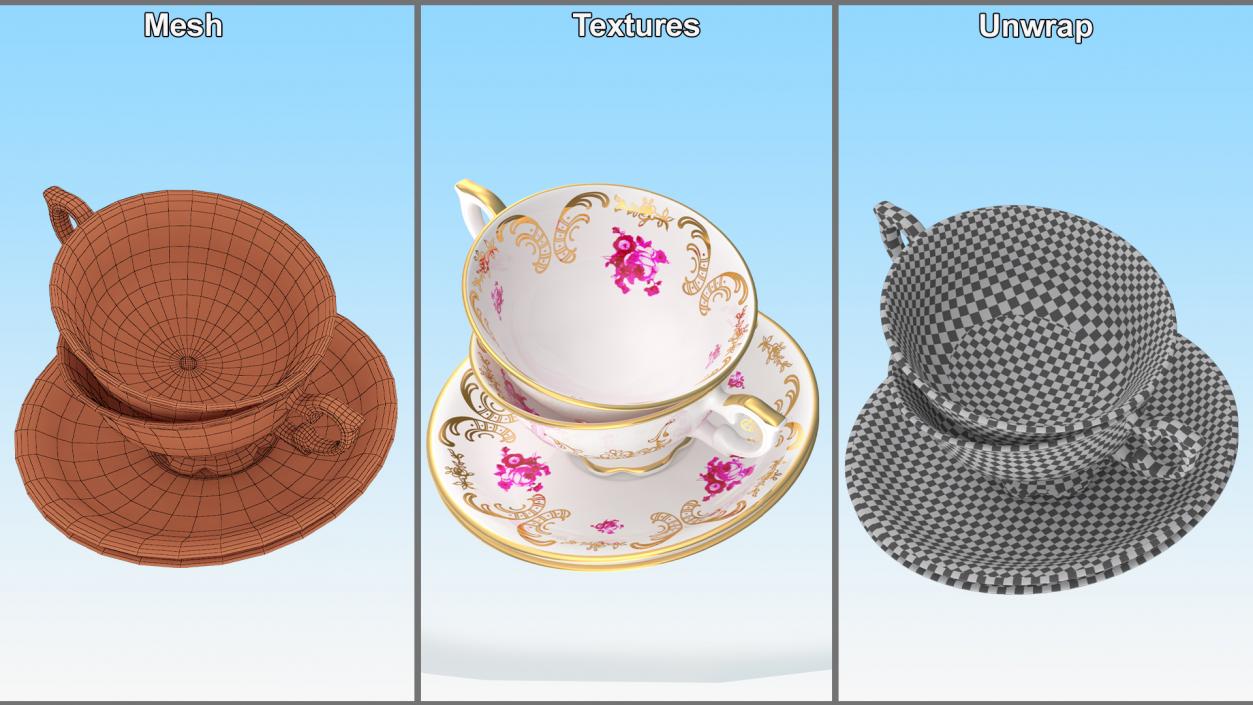 3D model Antique Teacups