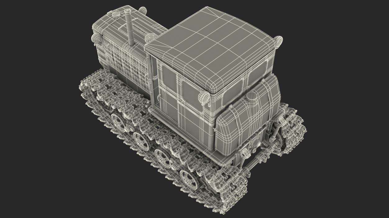 Old Rusty Soviet Crawler Tractor DT54 Rigged 3D model