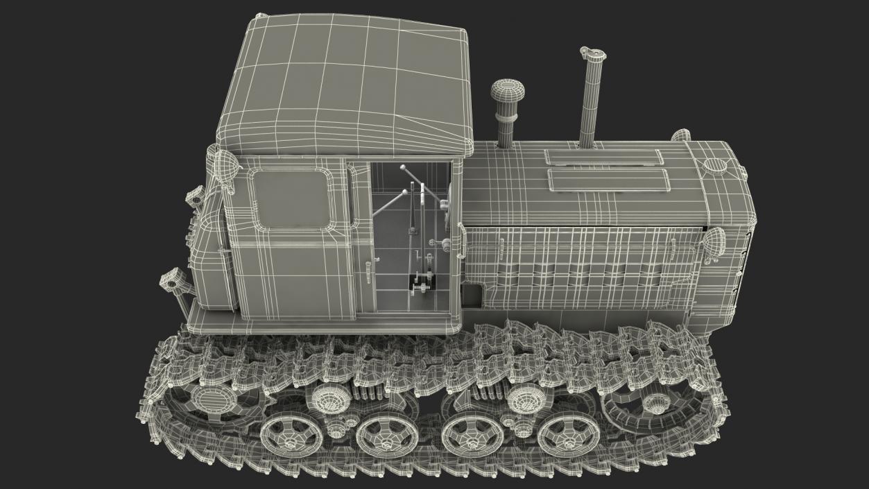 Old Rusty Soviet Crawler Tractor DT54 Rigged 3D model