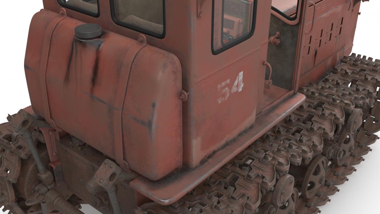 Old Rusty Soviet Crawler Tractor DT54 Rigged 3D model