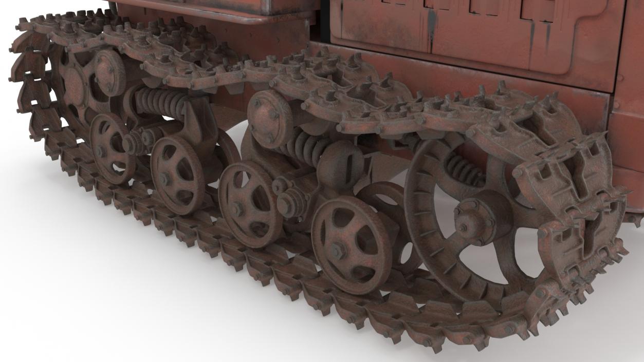 Old Rusty Soviet Crawler Tractor DT54 Rigged 3D model