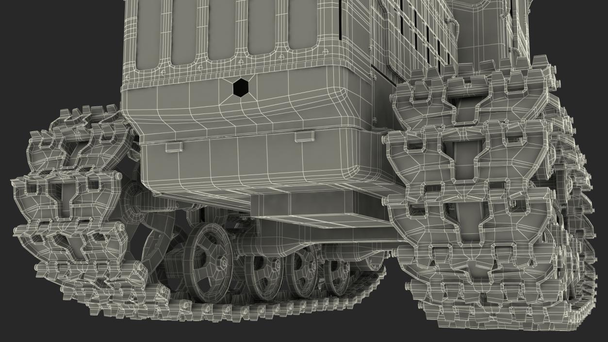 Old Rusty Soviet Crawler Tractor DT54 Rigged 3D model