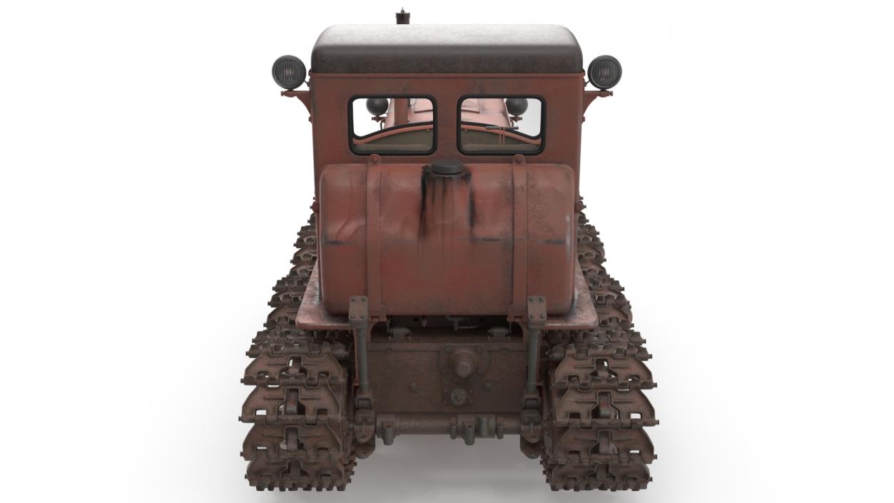 Old Rusty Soviet Crawler Tractor DT54 Rigged 3D model