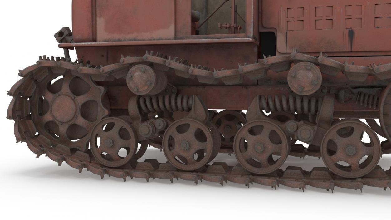 Old Rusty Soviet Crawler Tractor DT54 Rigged 3D model