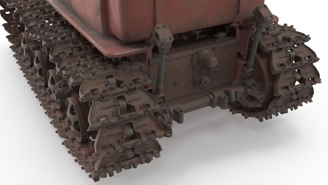 Old Rusty Soviet Crawler Tractor DT54 Rigged 3D model