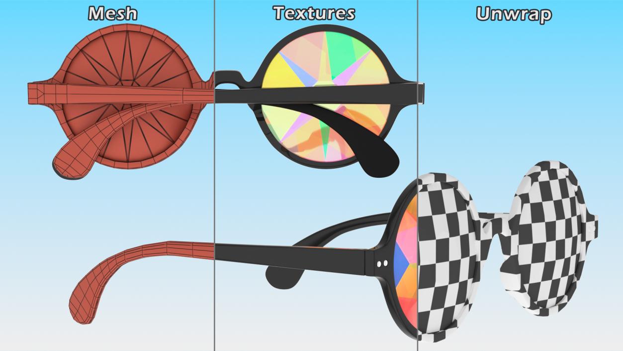 3D Kaleidoscope Rainbow Glasses model