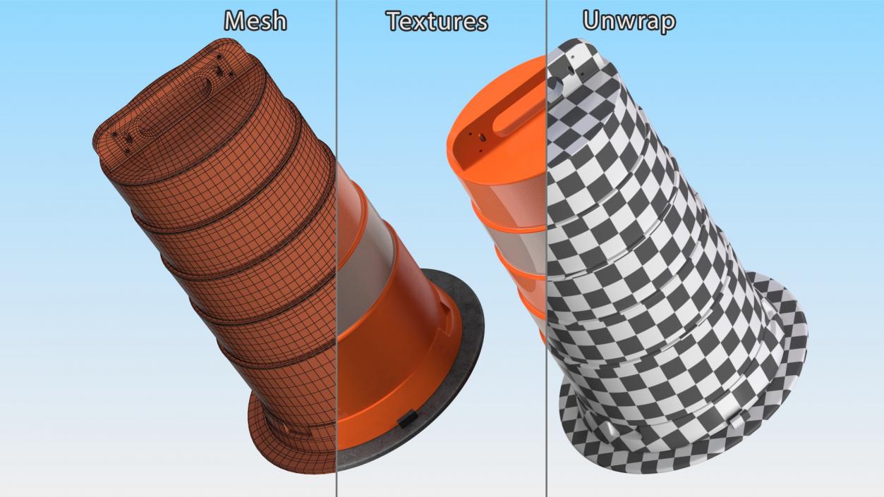 3D model Traffic Safety Barrel with Reflective Stripes