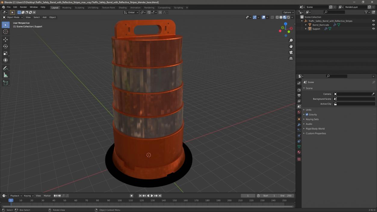 3D model Traffic Safety Barrel with Reflective Stripes